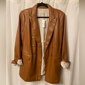 LOFT leather camel blazer